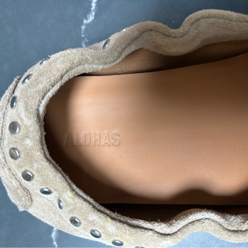 ALOHAS Tan Suede Studded Moccasins - Picture 6 of 6
